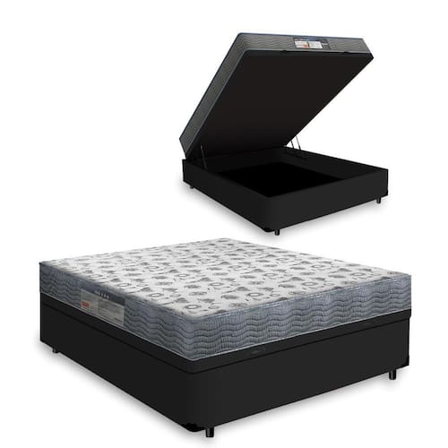 imagem-Cama Box Com Baú Casal + Colchão D33 - Ortobom - ISO 100 138x188x60cm - Preto 