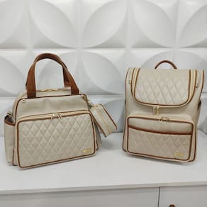 Kit Bolsa Maternidade 2 peças Marfim Caramelo - Coutre Bolsas