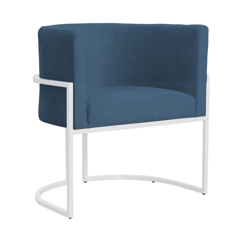 Poltrona Decorativa Luana Base Branca Suede Cores - S.A Móveis