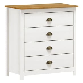 Cômoda Para Quarto 4 Gavetas Estilo Americano 80cm Lázio F07 Branco/carvalho - Mpozenato