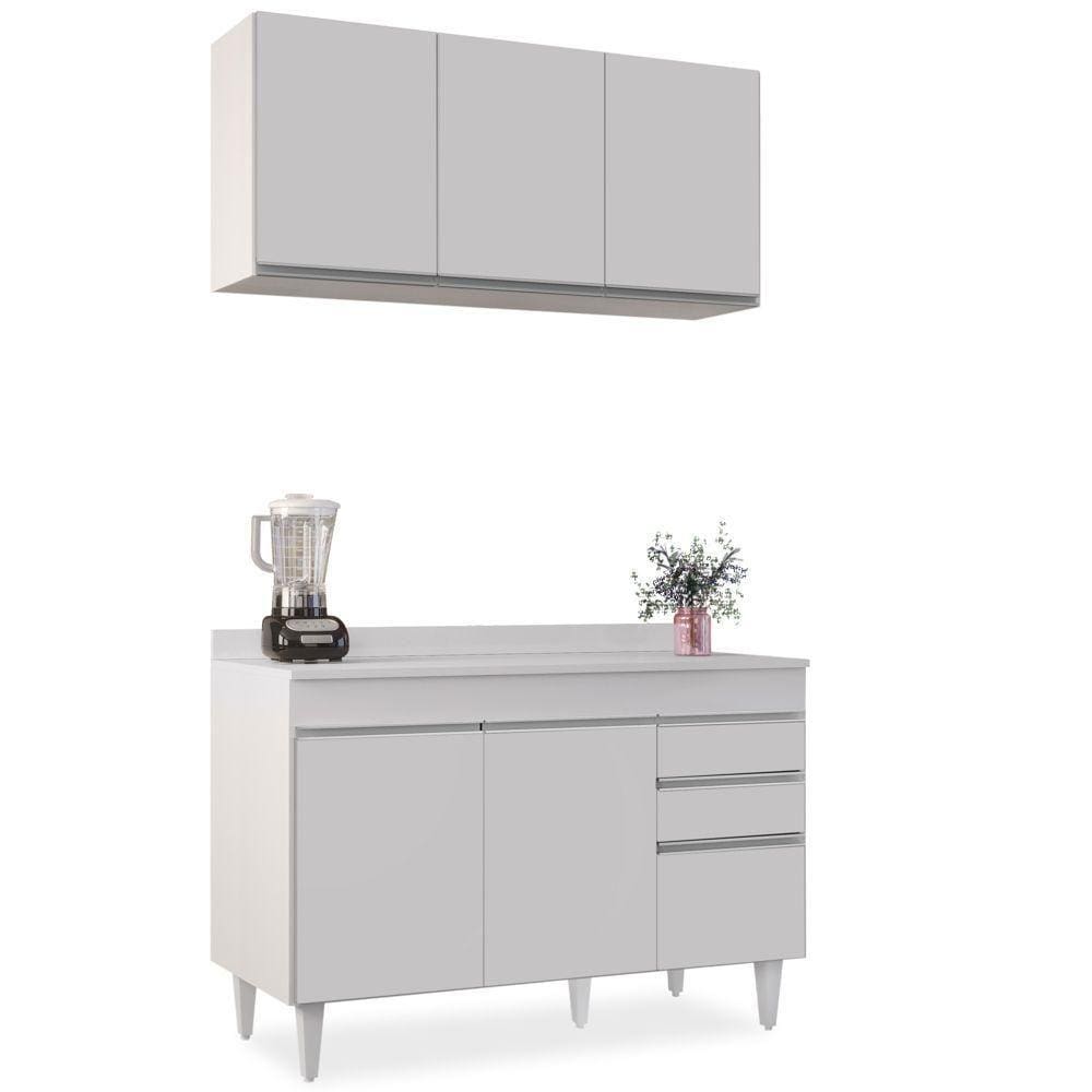 Armário Virgínia E Balcão Com Tampo Michigan 120Cm Branco - Lumil