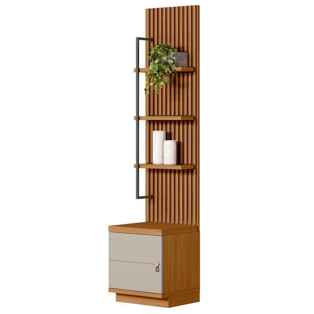 Painel Ripado Com Mesa De Apoio Industrial 1 Módulo 44cm Golden L06 Nature/off White - Mpozenato