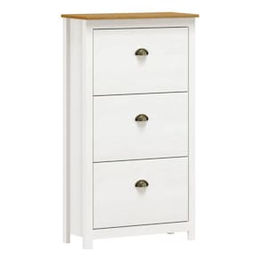 Sapateira De Madeira 3 Portas 70Cm Estilo Americano Lázio F07 Branco/Carvalho - Mpozenato