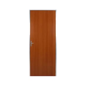 Kit Porta Pronta Ecomadeiral Lisa Semi-Oca Mogno Abertura Pela Direita MGM 212x65cm