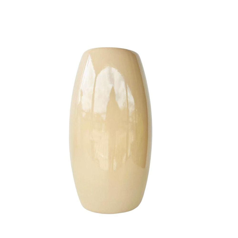 Vaso médio na cor bege claro liso centro de mesa moderno
