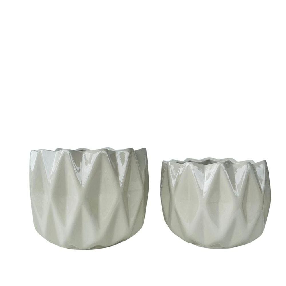 Dupla vaso cachepot cor areia geométrico 3D enfeite mesa