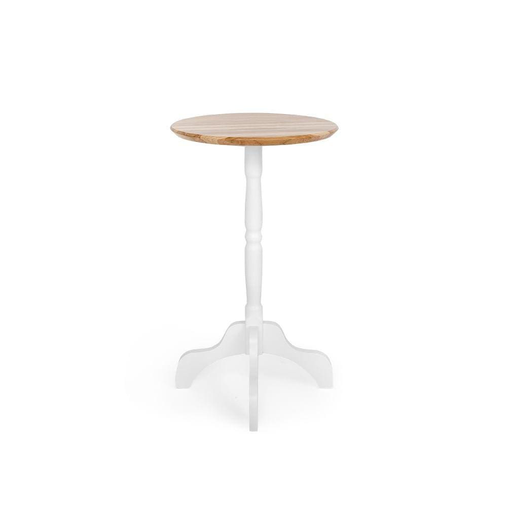 Mesa Bistrô Milena com Tampo Madeira Eucalipto - Branco/Natural