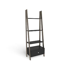 Estante com 1 Gaveta e 3 Prateleiras - Preto/Rústico