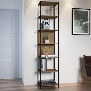 Estante Industrial Steel Quadra com 6 Nichos - Carvalho/Preto