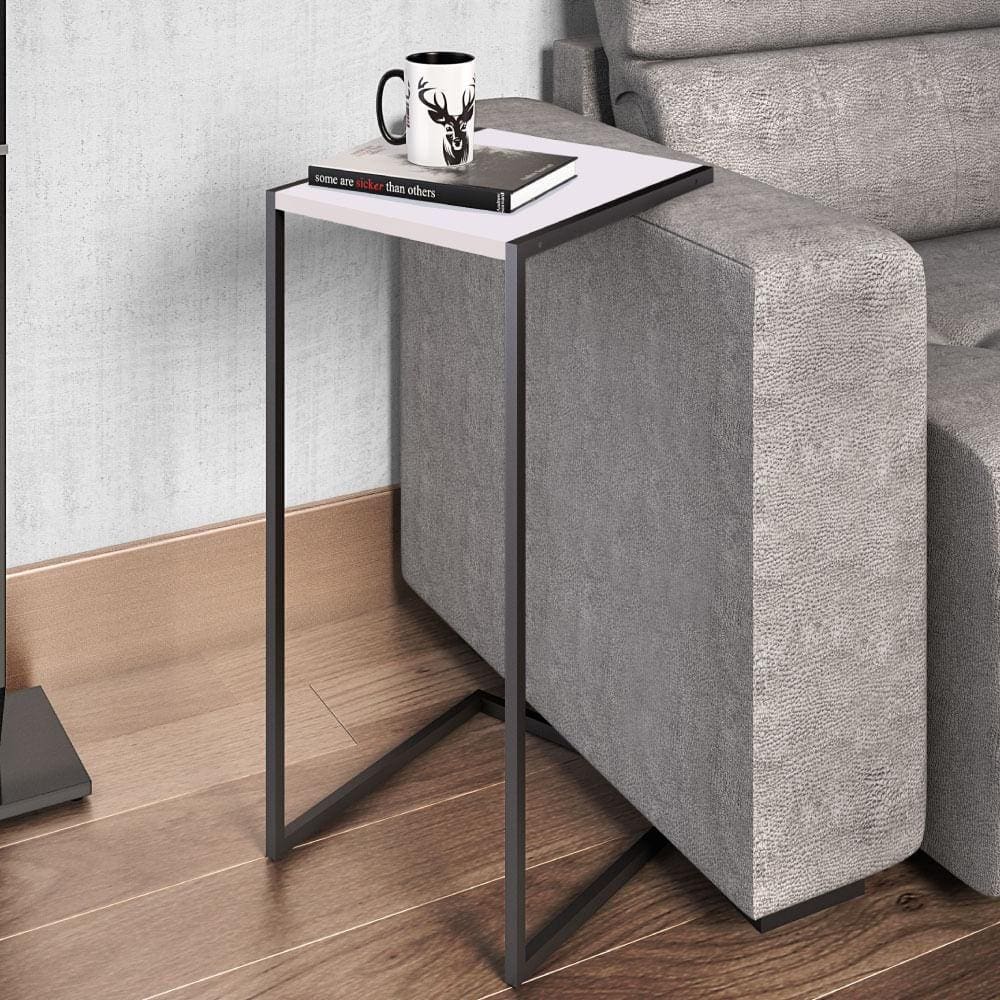 Mesa de Apoio Lateral Industrial - Branco/Preto