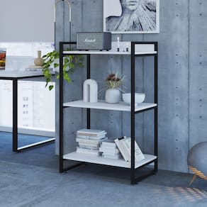 Estante Industrial Kuadra com 2 Nichos 60 cm - Branco/Preto