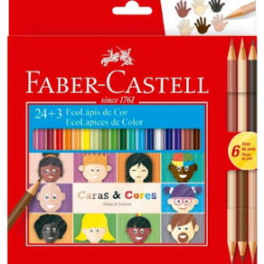 Lápis De Cor Caras e Cores Faber-Castell 24 +3 Tons De Pele