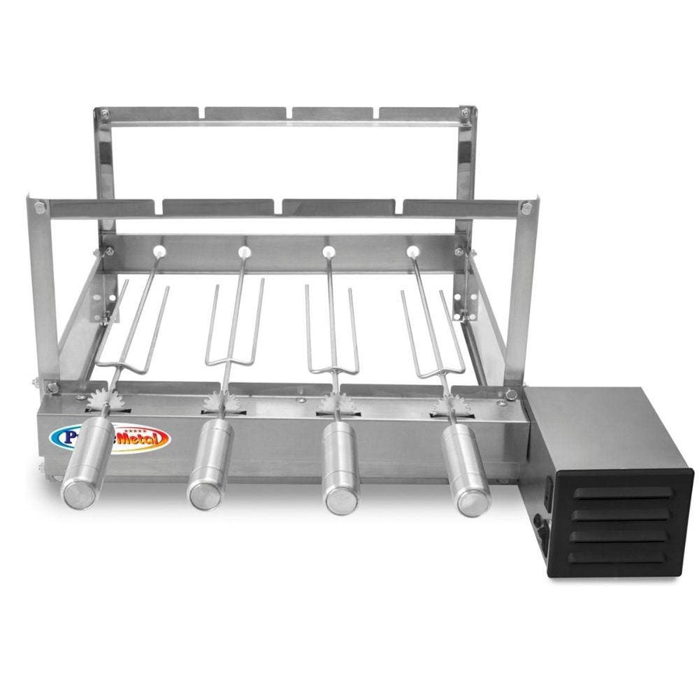 Gira Grill Inox 4 Espetos para Churrasqueira Bivolt Pratic