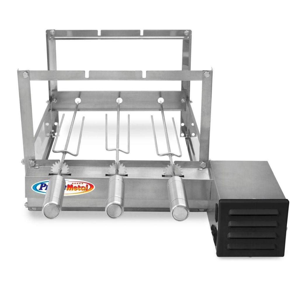 Gira Grill Inox 3 Espetos para Churrasqueira Bivolt Pratic