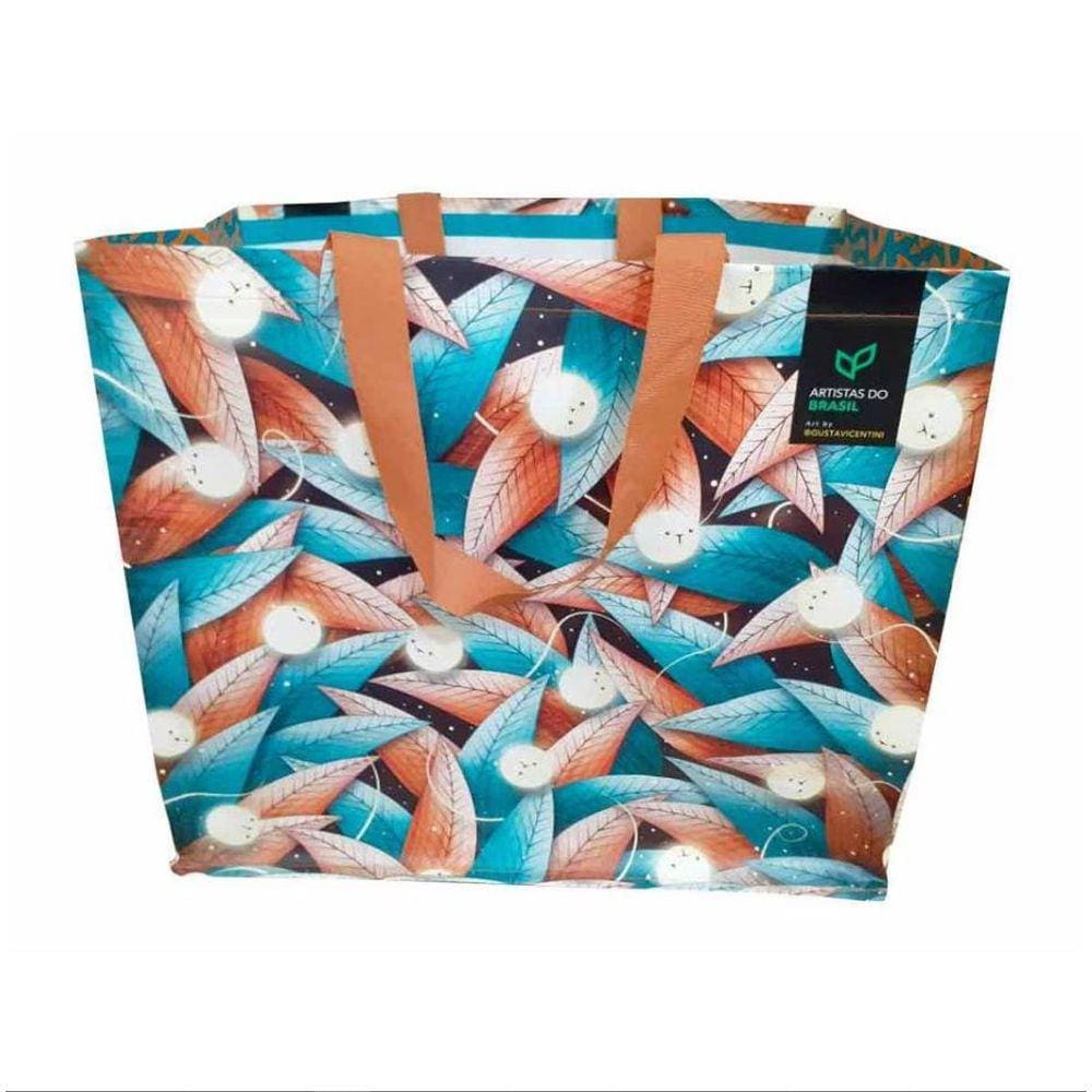 Sacola De Ráfia Retornável Grande ecobag 39X44x22cm GUSTAVICENTINI