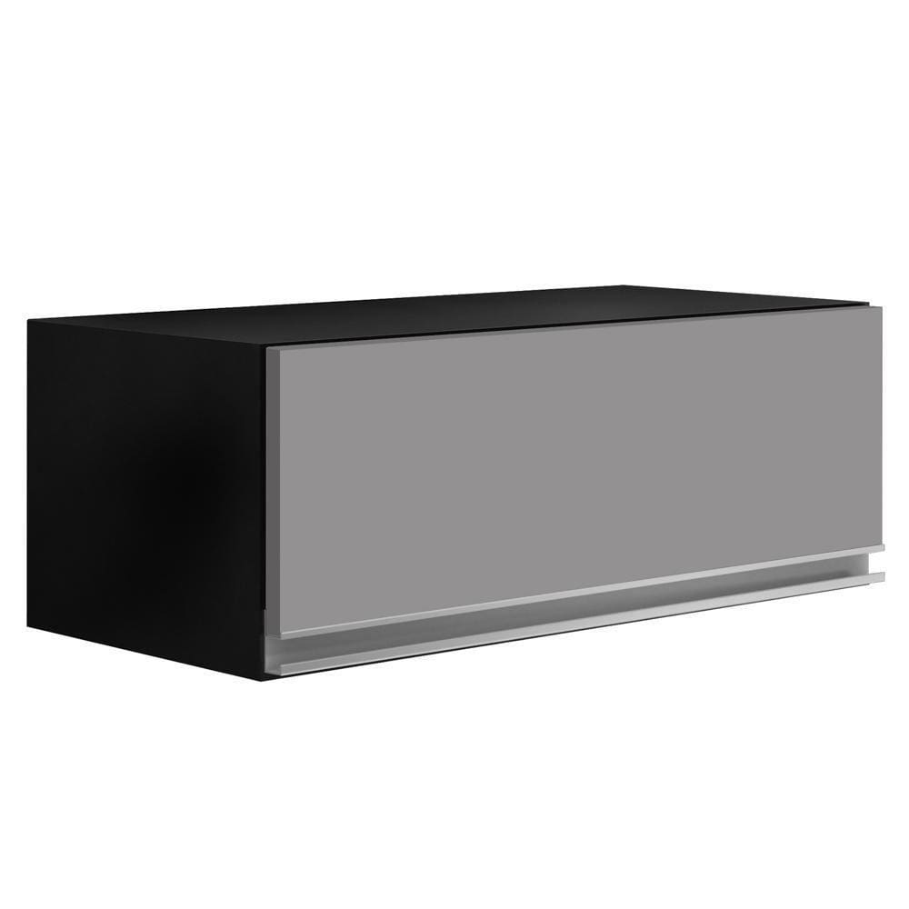 Armário Aéreo De Cozinha Para Geladeira 70cm Texas Preto/cinza - Lumil Móveis