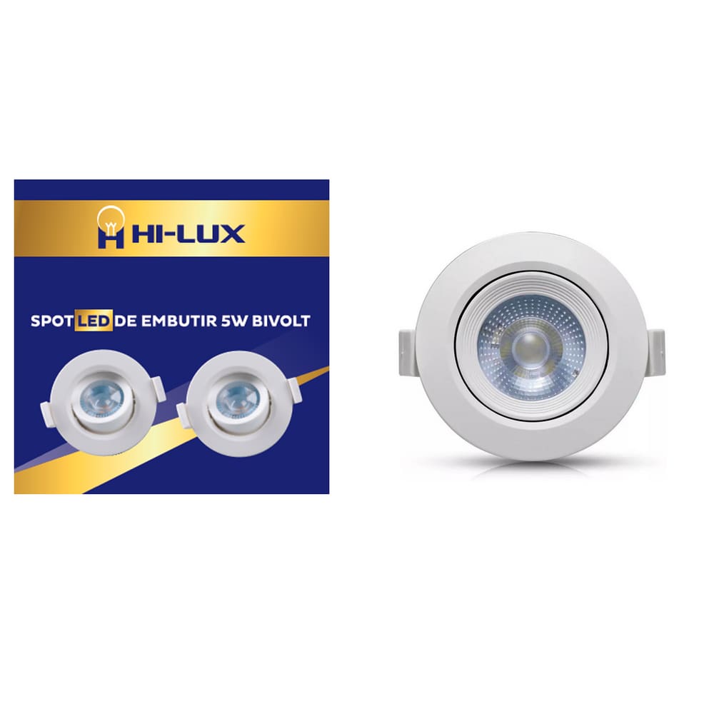 Kit C/18 Spot Led De Embutir Redondo - 5W 6500K