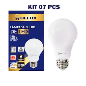 Kit 07 Lampadas De Led 15W Bulbo 6500K E27 Branco Frio