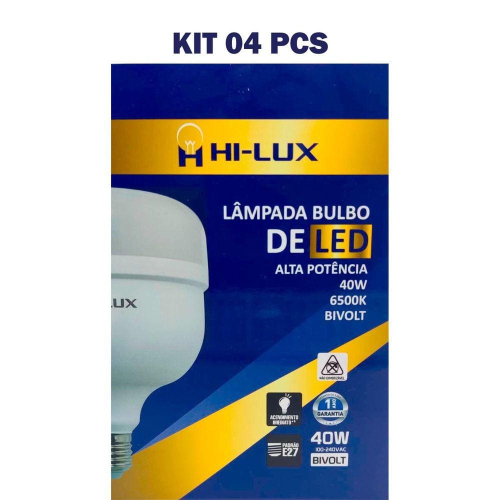 Kit 4 Lampada De Led Alta Pot 40W Bulbo 6500K Branco Frio