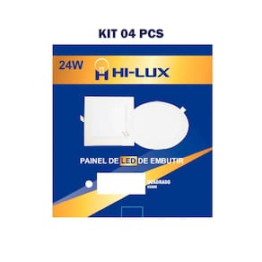 Kit 04 Paineis De Led Embutir Quadrado 24W 6500K Branco Frio