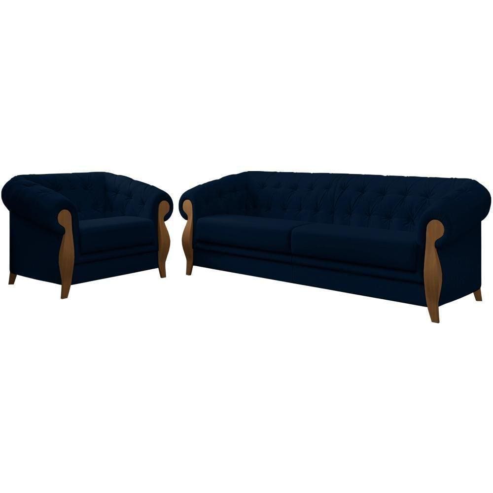 Kit Sofa E Poltrona Decorativa Murano Veludo Sl 948 Moll Sl 948