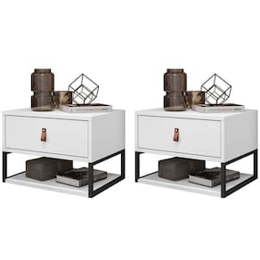 Kit 2 Mesas De Cabeceira Suspensa 1 Gaveta 004014 Branco Dcasa Branco