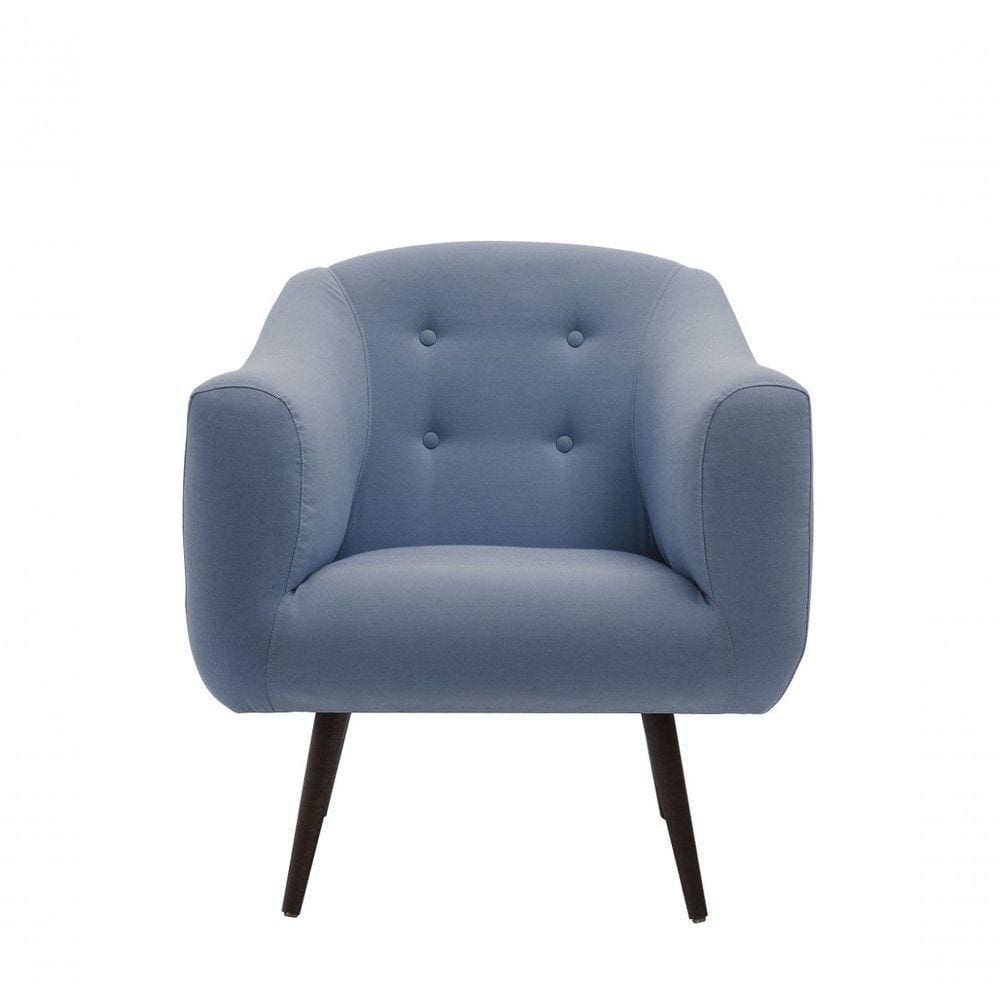 Poltrona Zap Suede E Linho - Daf Mobiliário Cor Azul Jeans