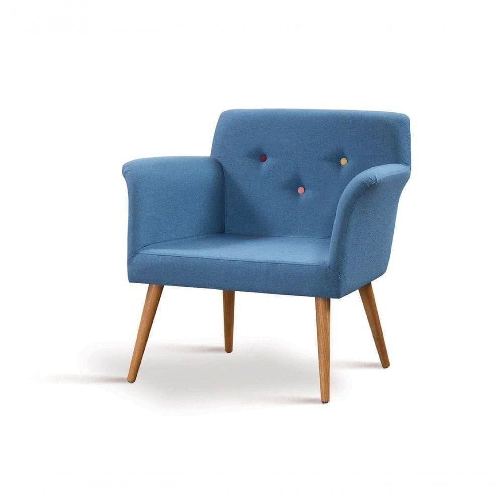 Poltrona Chaplin Linho - Daf Mobiliário Cor Azul Jeans
