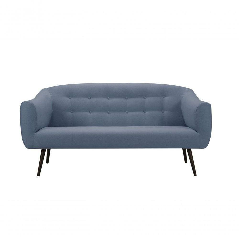 Sofá Zap 3 Lugares Suede E Linho - Daf Mobiliário Cor Azul Jeans