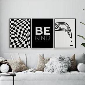Kit 3 Quadros Optical Art- Be Kind 33X24Cm