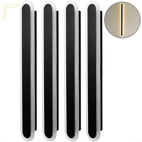 Kit 4 Arandela Para Quarto Preto Acrilico Linear 60 Cm Led Lup98