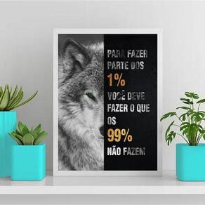 Quadro Lobo Empreendedorismo 45X34Cm - Com Vidro Preta