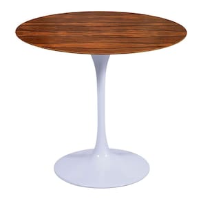 Mesa Saarinen Redonda Pau Ferro 90cm - Base Branca