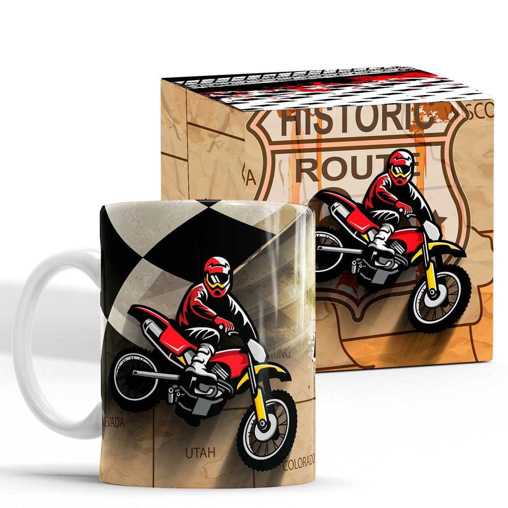 Caneca Motociclista Moto Motocross com Caixinha