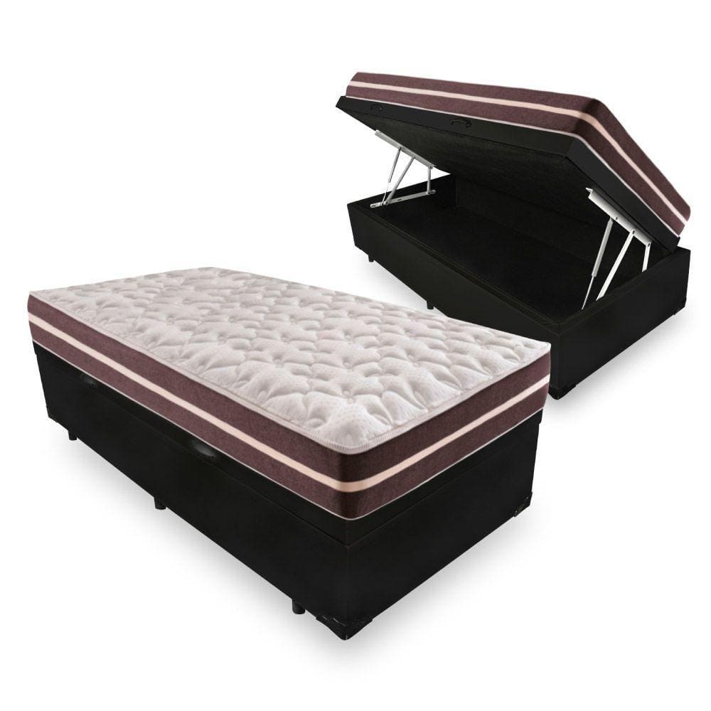 Cama Box com Baú Solteiro King + Colchão de molas - Anjos - Classic Superlastic 96cm