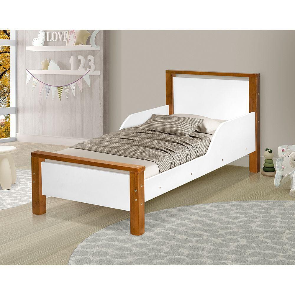 Mini Cama De Criança Infantil Montessoriana Branca E Castanho