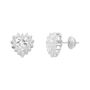 Brinco de Prata Zircônia Coração Glam