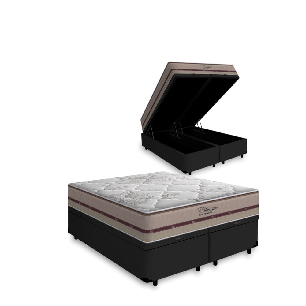 Cama Box Baú Queen + Colchão de Molas Ensacadas - Anjos - Classic 158cm