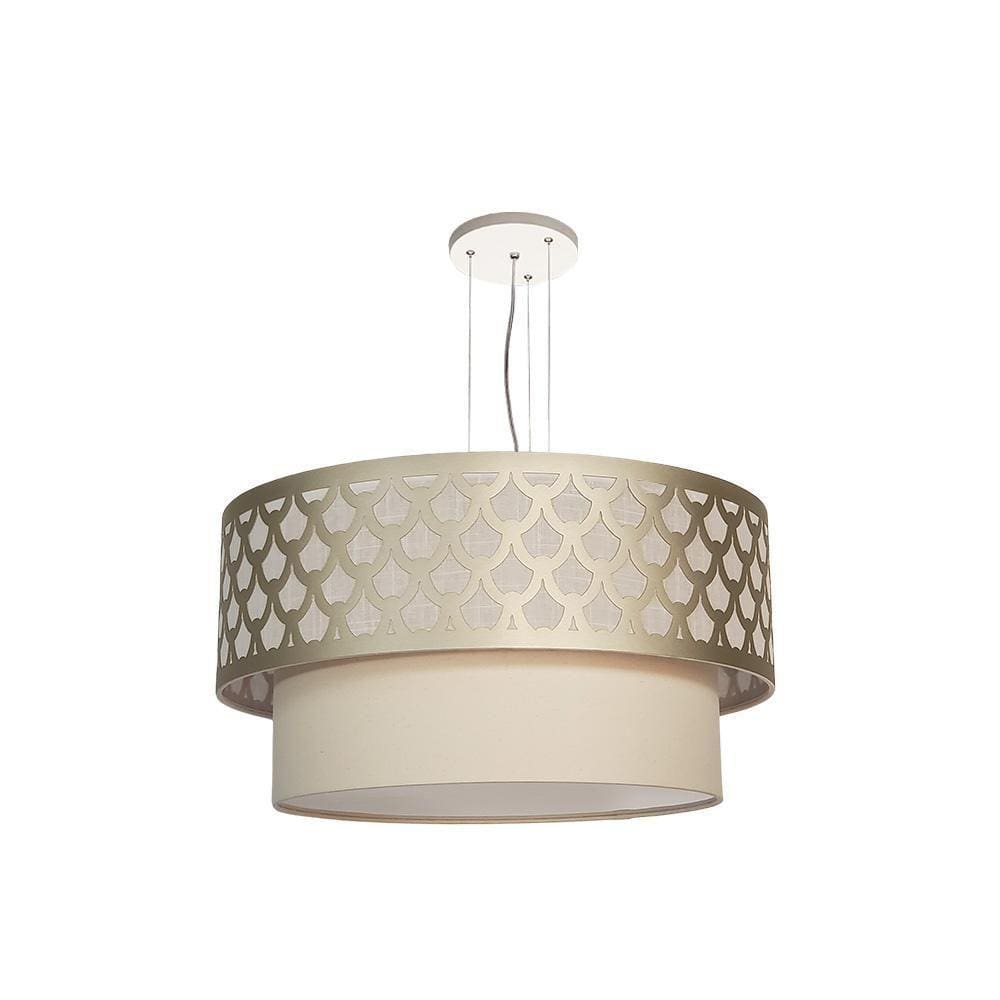 Luminária De Teto Pendente Trama Cúpula Dupla Bronze 50X25