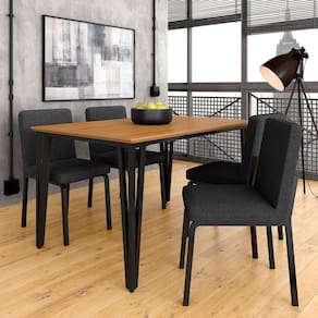 Mesa Com 4 Cadeiras Industrial 1,36 Denver Pt/cn/gr - Móveis Arapongas