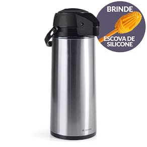 Garrafa Térmica Inox Basic Airpot 1,9L e Escova Limpeza Termopro