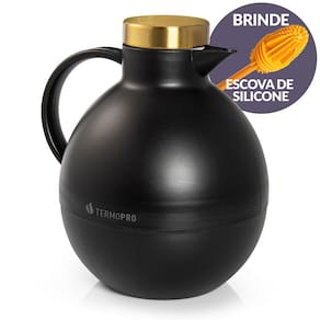 Garrafa Térmica Italy 1L Preta e Escova Limpeza Termopro