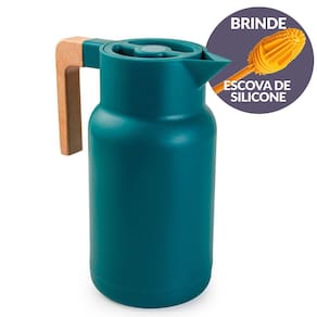 Garrafa Térmica Wood Fashion Verde 1L e Escova Limpeza Termopro