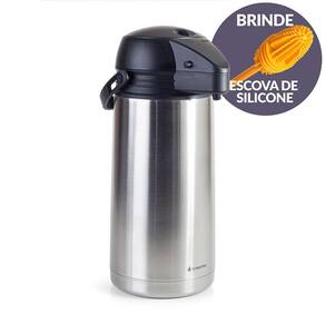 Garrafa Térmica Inox Basic Airpot 1,9L e Escova Limpeza Termopro