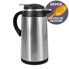 Garrafa Térmica Inox Camélia Preta 1L e Escova Limpeza Termopro