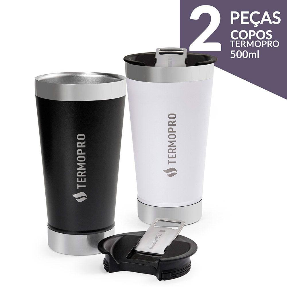 Copos para cerveja Térmico com abridor e tampa 500 ml 2 unidades Termopro