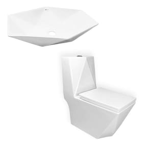 Kit Vaso Sanitário Monobloco Produzido Em Cerâmica  - Bab0021 + Vab0005-C