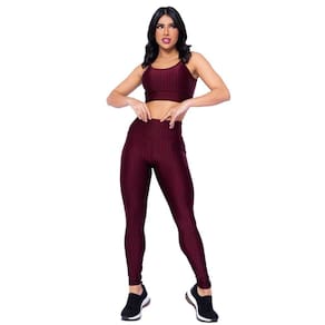 Conjunto Fitness Legging Vinho Top3D Poliamida Donna Martins