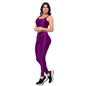 Conjunto Fitness Legging Roxo Top 3D Poliamida Donna Martins