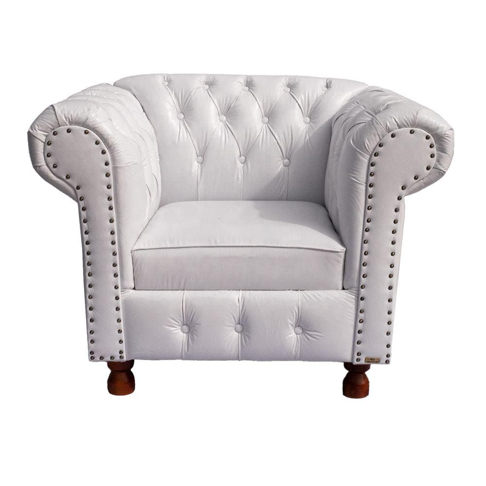 Poltrona Chesterfield Capitone Luis XV Courano Branco / Decoracao , Sala estar, tv, recepção, barbearia